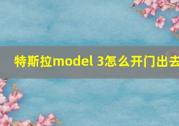 特斯拉model 3怎么开门出去